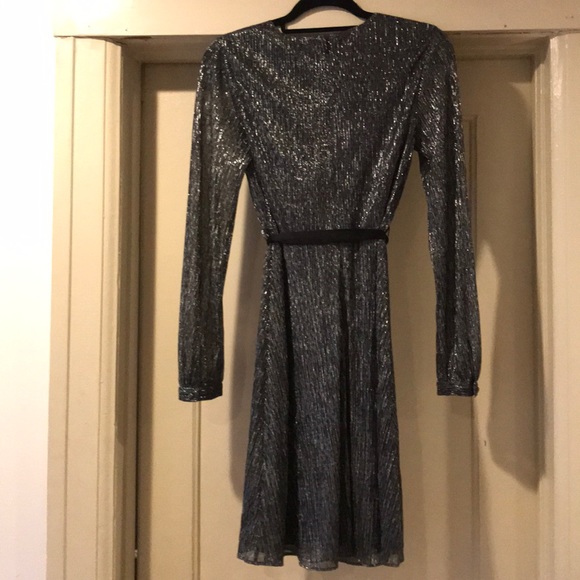 Banana Republic Pleated Faux-Wrap Metallic Dress - Picture 4 of 8